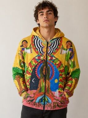 Rage On Psychedelic Spiritual Energy All-Over Print Zip Hoodie Size M